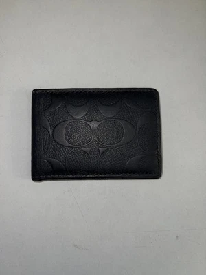 Cartera abatible de dinero con tarjeta de crédito/identificación con logotipo negro Coach vintage RARA (S) Foto 1 de 4