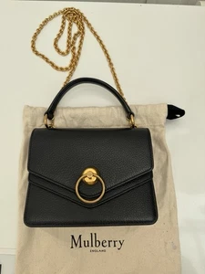 Mulberry Harlow Crossbody Top Handle Bag In Black Leather - Picture 1 of 16
