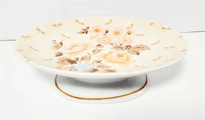 Saboneteira vintage AMES 1980 marrom pêssego floral canelado pedestal  - Imagem 1 de 4