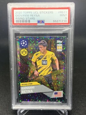 2020 Gio Reyna PSA 9 Mint UEFA Champions League Sticker Rising Star RS11 - Image 1 of 2