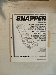 Manuale di servizio rasaerba vintage Snapper 21" serie 0 scarico posteriore passeggio dietro.   - Foto 1 di 7