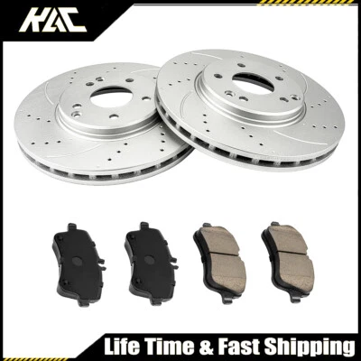 For Mercedes-Benz SLK280; CLK320; CLK350 Front Drilled Brake Rotors Ceramic Pads - Image 1 of 4