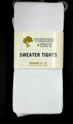 Tucker + Tate Niñas Suéter Blanco Tejido Medias Algodón Elástico Mezcla 4-6 Foto 1 de 4