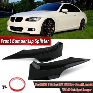 Labio de alerón divisor de parachoques delantero negro brillante para BMW E92 E93 M-Tech Pre-LCI - Imagen 1 de 10