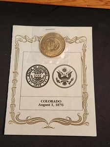 Colorado Seal & United States Seal Coin And Colorado Post Card - Picture 1 of 7