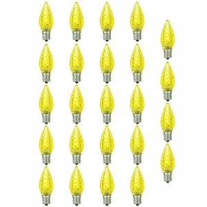 24 Pack Sunlite LED C9 0.4W Yellow Colored Decorative Chandelier Light Bulb - Picture 1 of 2