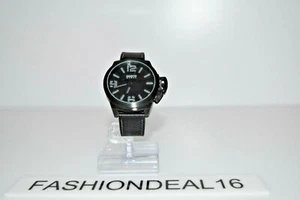 Oozoo Authentic Steel Black Leather Black SS 47mm OS124 $270 Watch - Picture 1 of 4