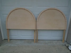 Pair Faux Bamboo twin size Headboards Broyhill Regency Set 2 Coastal Arched Glam - Picture 1 of 9