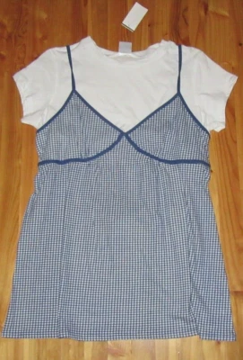 Motherhood Maternity Check L S/S Round-Neck Top w/Connected Tee Pull Over  NWT - Image 1 of 4