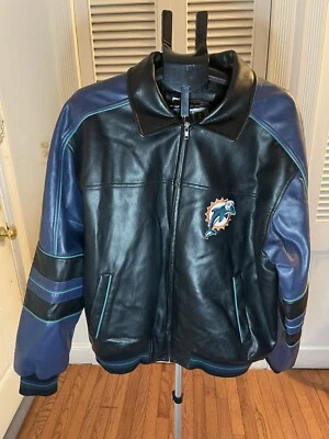 Chaqueta de Cuero Miami Dolphins Equipo Deportes Fútbol Abrigo Por G-III De Colección Talla XL Foto 1 de 4