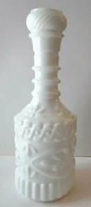 Antique Vintage Opaque Milk-White Glass LIQUOR BOTTLE with Lid (No Cork) - Picture 1 of 9