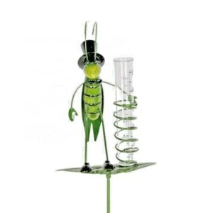 Rain Gauge Garden Metal Stake Decorative Grasshopper Outdoor Yard Decor - Picture 1 of 12