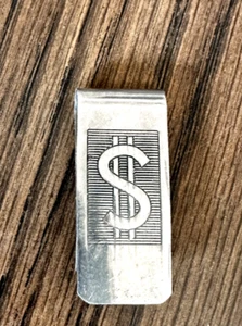 Vintage Silver Tone Money Clip Dollar Sign - Picture 1 of 2