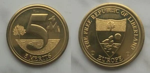 Free Republic of Liberland 5 Merits Coin Round Gold-Tone Europe Micronation - Picture 1 of 1