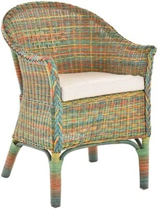 Rattan-Sessel Natur Korb-Sessel Flechtsessel/ mit Polster Beige/Lounge (Bunt) - Bild 1 von 8