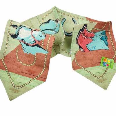 Western Cowgirl Hat Horse Boots Horseshoes Indoor Outdoor 72" Table Runner - Image 1 of 3