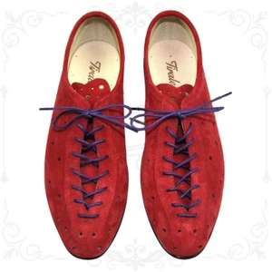 PAZIERSCHUHE aus rotem Wildleder Mode Vintage Made in Italy Shoes Red Suede - Bild 1 von 5