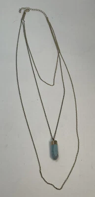 Pingente de pedra tom turquesa colar de 3 camadas corrente dourada 9”-17” - Imagem 1 de 4