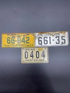Post Wheaties Cereal 1953 1954 Mini Bike License Plates Lot Of 3 Metal Plates - Picture 1 of 4