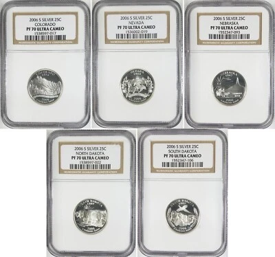 2006-S Silver 25C NGC Proof PF70 Ultra Cameo White ~ 5 State Quarter Set #1 - Image 1 of 4