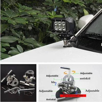 Abrazadera de soporte de montaje de capó de pilar de metal para automóvil 2 piezas sin daños soporte para luz LED Foto 1 de 4