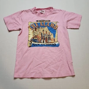 Vtg 1993 The Alamo T-Shirt Youth Girls M Pink San Antonio USA 90s ?80 - Picture 1 of 5