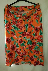 Gorgeous orange red floral PAPAYA party evening casual skirt Size 18 - Picture 1 of 3