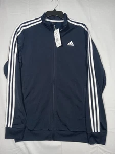 Chaqueta de chándal Adidas para hombre mediana alta azul marino/blanco a rayas peso medio - Imagen 1 de 9