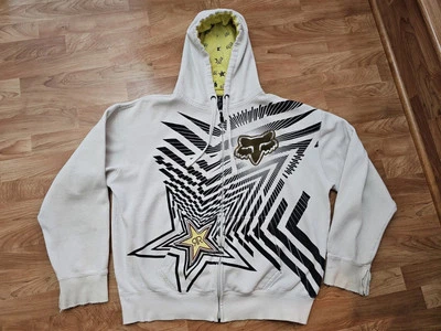 Moletom com capuz raro Y2K Fox Racing x Rockstar Energy Drink com zíper Sasquatch tamanho XXL  - Imagem 1 de 4