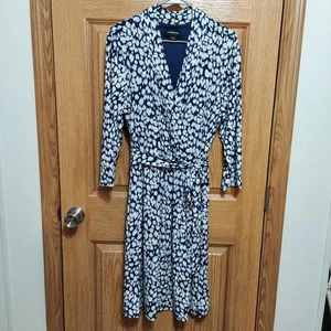 Liz Claiborne Career Wrap Strap Dress Midi White Blue Women's Size XL - Picture 1 of 13