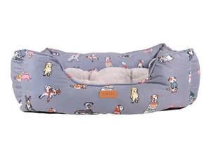 NEW TAGGED JOULES MEDIUM DOG BED "GREY PARTY " WITH CUSHION 61CM X 46CM - Picture 1 of 1