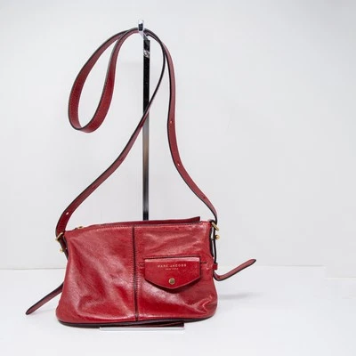 Bolsa de ombro Marc Jacobs lateral estilingue couro genuíno tiracolo vermelha - Imagem 1 de 4