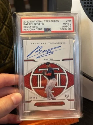 National Treasures Rafael Devers 2023 tarjeta automática/99 tarjeta PSA 9 ¡auto 9!! Foto 1 de 4