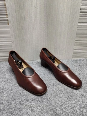 Zapatos de salón Quercioli para mujer talla 40,5 de cuero marrón con tacón ancho hechos en Italia Foto 1 de 4