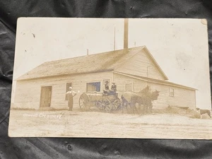 Vintage RPPC Almont ND North Dakota Almont Creamery Delivery Wagon Building - Picture 1 of 2