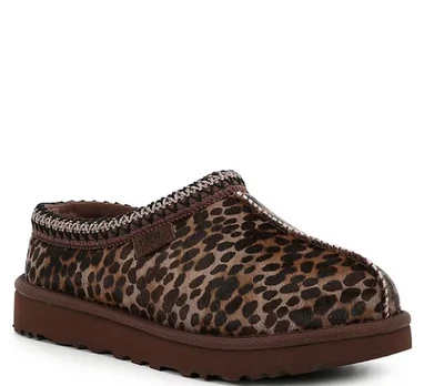 HOT UGG Women's Tasman Caspian Spotted Animal Print Calf Hair Clogs, Burnt Cedar - Image 1 of 4
