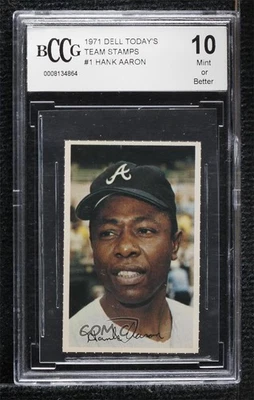 1971 Dell MLB Stamps All-Stars Hank Aaron BCCG 10 Mint or Better HOF - Image 1 of 2