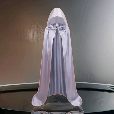 Capa con Capucha Mago 150CM/59" Largo Completo Satinado Plata Anime Disfraz Juegos con disfraces Foto 1 de 4