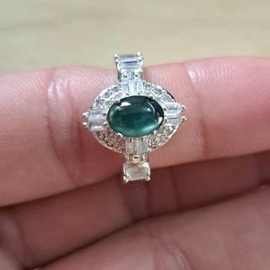 Natural Green Burmese Jadeite Ring Oval Cobochon Simulated Setting Making 06 - Picture 1 of 10