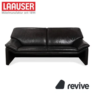 Laauser Atlanta Leather Three-Seater Dark Grey Black Slate Anthracite Sofa - Bild 1 von 12