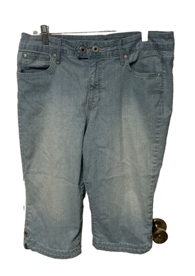 Pantalones cortos de jean capris azul denim Bandolinoblu para mujer talla 12 Lt 34x16 Foto 1 de 4