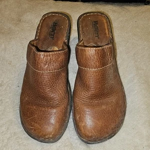 Geborene braune Leder Slipper Clogs Größe US 7 W5634 gebraucht - Bild 1 von 9