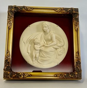 Vintage Alabaster Madonna & Child Relief Plaque A. Santangela 1984 Italy 12”x12” - Picture 1 of 13