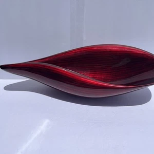 "Cuenco decorativo carmesí vintage LP Designs resina oblonga 20x5""" - Imagen 1 de 11