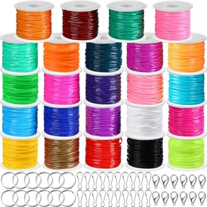 Gimp String Plastic Lacing Cord Kit with 24 Rolls Gimp Bracelet Cord 24 Pcs J... - Bild 1 von 6