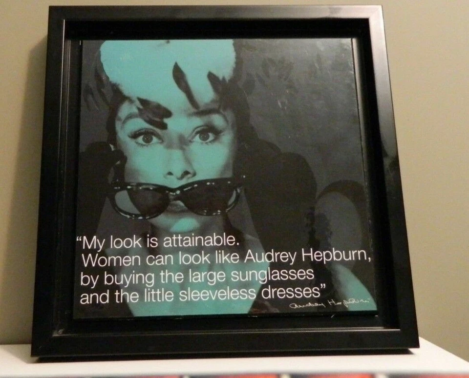 Audrey Hepburn with sunglasses Signed photo on wood made in CAN - Image 1 of 1