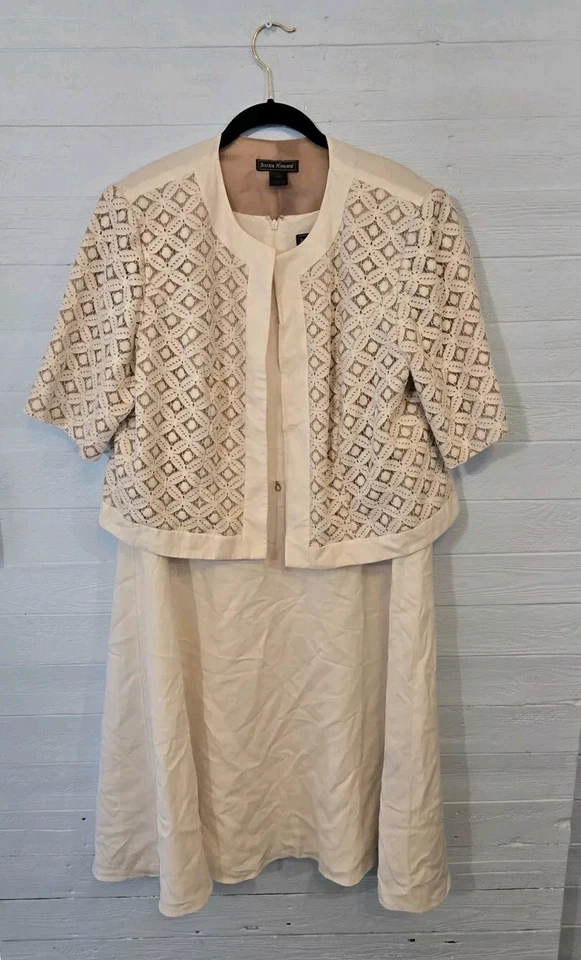 Conjunto de 2 piezas de vestido y chaqueta blazer abierta Jessica Howard para mujer talla 16W Foto 1 de 4