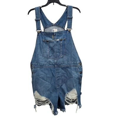 Lee Workwear Womens Medium Wash Super Distressed Denim Carpenter Shortalls NWT L - Image 1 of 4
