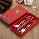 3PC Tableware Stainless Steel Chopsticks Spoon Fork Gift Box Portable Tra^$r