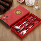 3PC Tableware Stainless Steel Chopsticks Spoon Fork Gift Box Portable TravMG